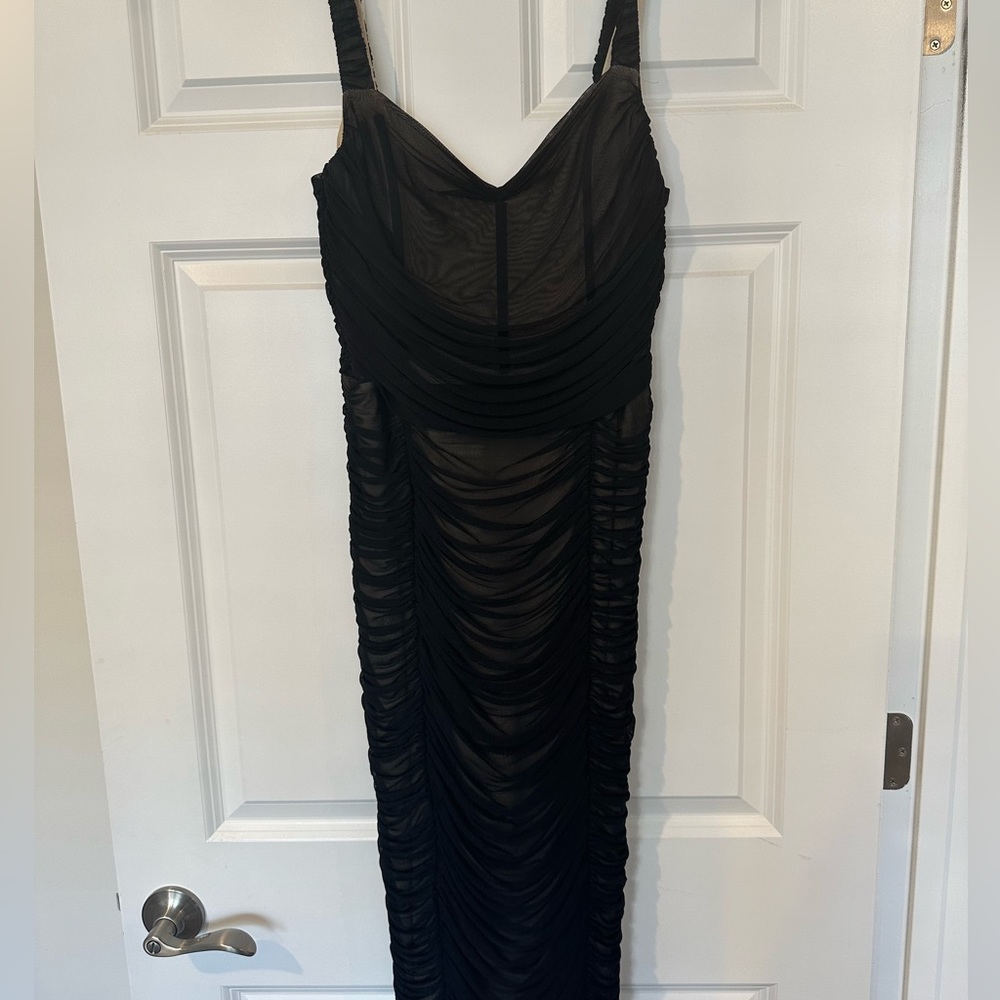 Lulus Black and Cream Mesh dress